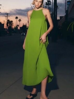 Zara Maxi Slip Dress | Vibrant Green | Size Large